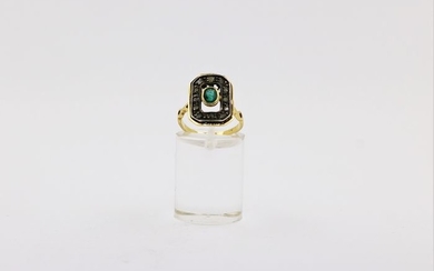 18 kt. Yellow gold - Ring - 0.30 ct Emerald - Diamond