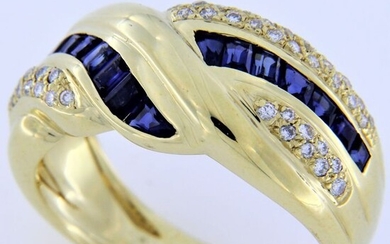18 kt. Yellow gold - Ring - 1.75 ct Sapphires - Diamonds