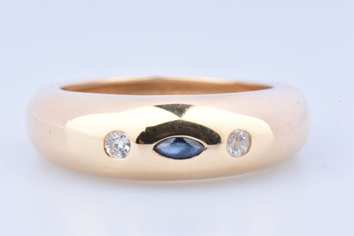 18 kt. Yellow gold - Ring Sapphire - Diamond