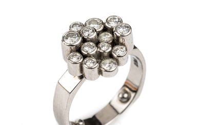 18 kt gold brilliant-ring , WG 750/000, extraordinary design, ring...