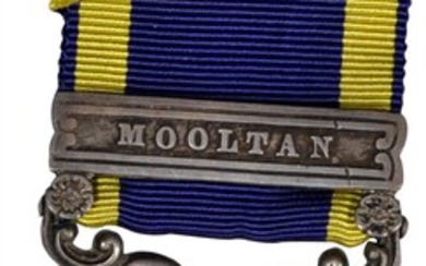 1849 Punjab medal with one clasp: MOOLTAN. Silver, 36 mm. MY-114, BBM-68. Swivel mount and scroll suspension. Very Fine.