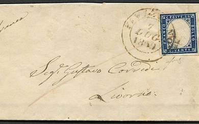 1859, Modena, lettera da Fivizzano per Livorno del 7 luglio 1859