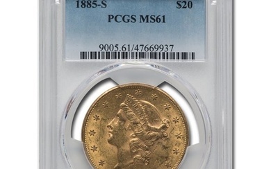 1885-S $20 Liberty Gold Double Eagle MS-61 PCGS