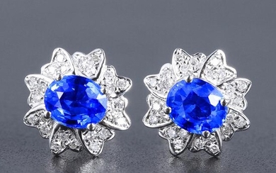 18K White Gold 1.06ct Sapphire & Diamond Earrings