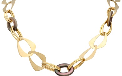 18K Yellow gold 1970s link necklace with mother-of-pearl.