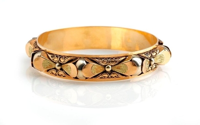 18K(750/°°) yellow gold bracelet with stylized and chased...