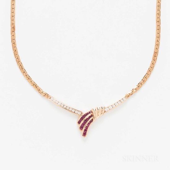 18kt Gold, Ruby, and Diamond Necklace