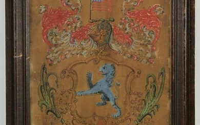 18thC American Watercolor, Coat of Arms