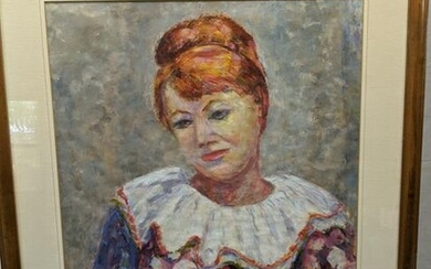 1960 MG Scoggin Pastel Portrait of Woman Painting