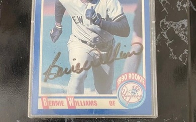 1990 Score #619 Bernie Williams Autographed Rookie Card RC Plaque Mint NY Yankees