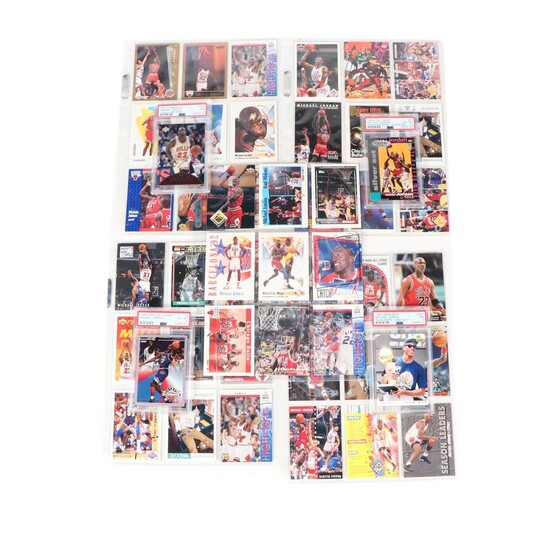 1990s Michael Jordan Basketball Card Collection Featuring PSA Graded Cards
