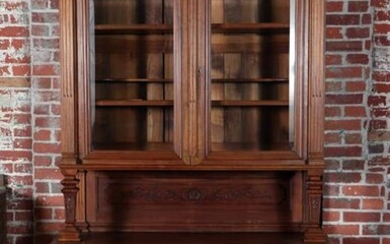 19TH C. CONTINENTAL WALNUT TWO-PIECE CABINET