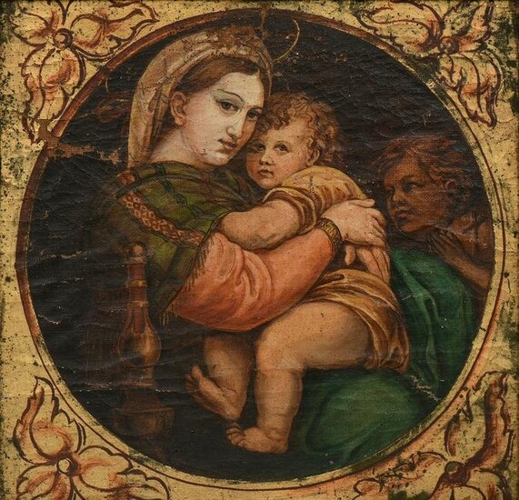 19th Century Madonna & Child Oil Painting