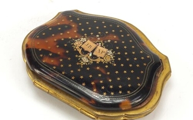 19th century tortoiseshell and pique work purse, 8.5cm wide