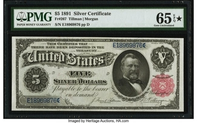 20035: Fr. 267 $5 1891 Silver Certificate PMG Gem Uncir