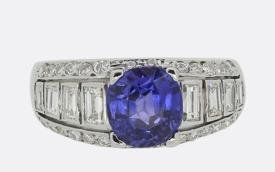 2.50 Carat Ceylon Sapphire and Diamond Cluster Ring