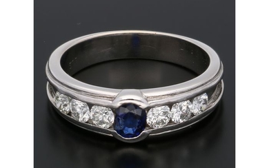 14 kt. White gold - Ring - 0.76 ct Diamond - Sapphire