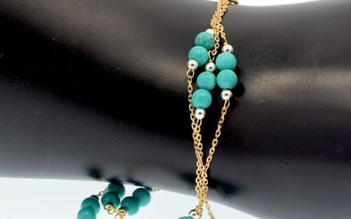 14 kt. Silver, Yellow gold - Bracelet Turquoise
