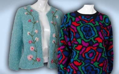 2pc Women's Hand Knitted Sweater and Cardigan, Size Medium