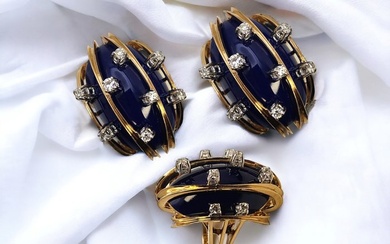 3 piece jewellery set Mid Century Amazing Jewelry Set 18k Gold & Diamonds