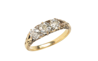 Antique 18kt Gold and Diamond Three-stone Ring
