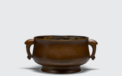 A cast bronze bombé incense censer