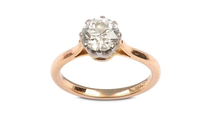 A diamond single-stone ring The old brilliant-cut diamond,...