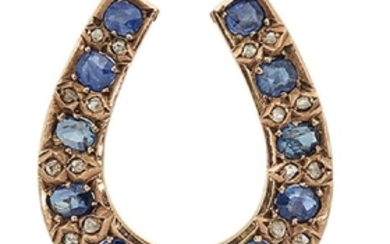 An Edwardian sapphire and diamond horseshoe brooch,...