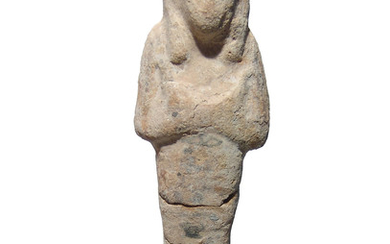 Egyptian faience ushabti with remnants of inscriptions