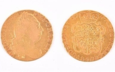 GEORGE III, 1760-1820. GUINEA, 1775 Obv: Laureate bust right. Rev: Crowned shield. F. (1 coin)