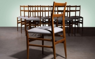 Gio PONTI (1891 - 1979) Suite de douze chaises mod. 646 dites «Leggera» – Création 1951