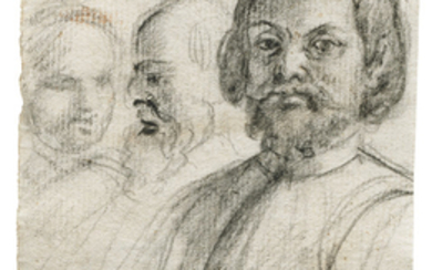 Giuseppe Cesari, Il Cavaliere D'Arpino (Arpino 1568-1640 Rome), Studies of three heads (recto); Fragmentary study (verso)