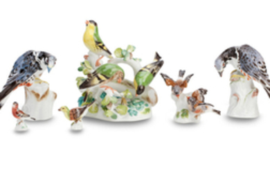 A group of Meissen bird figures