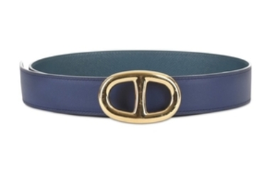 Hermes Saphir and Marine Reversible Chaine d’Ancre Belt,...