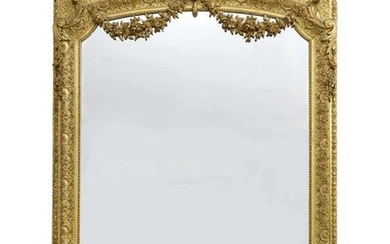 An imposing French carved giltwood & gesso mirror