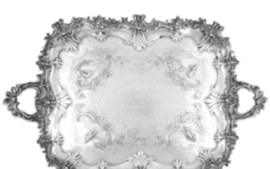 An impressive Victorian sterling silver presentation tray William Wild...