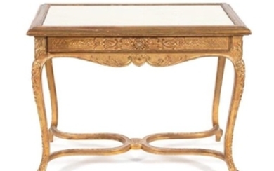 A Louis XV Style Carved Giltwood Center Table