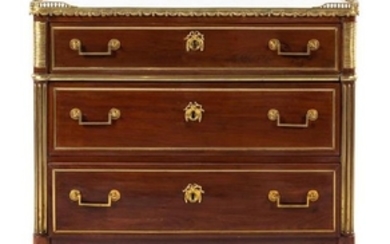 A Louis XVI Style Gilt Bronze Mounted Mahogany Chest of