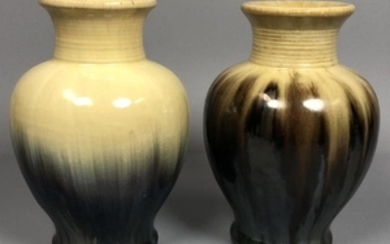 Pr FULPER Cats Eye Glaze Vases. American art pott