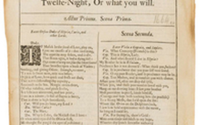 Shakespeare (William) Twelfe-Night, Or what you will, from the third folio, 1664.