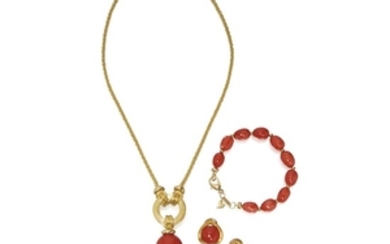 Suite of Gold and Coral Jewelry, Henry Dunay