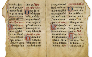 Two bifolia from a Breviary-Antiphoner of Dominican use, South Eastern France (probably Arles), [second quarter of the 14th century].