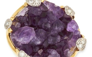 VINTAGE AMETHYST AND DIAMOND RING, ALBION CRAFT COMPANY