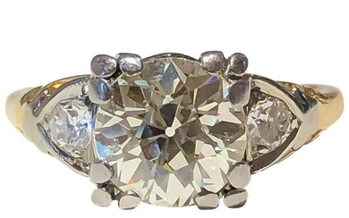 Vintage Old European Cut Diamond Ring 1.80 carat 14K &