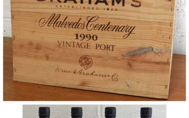 4 Bottles Graham’s “Malvedos Centenary” Vintage Port 1990
