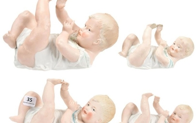 (4) Heubach Bisque Piano Babies, Marked