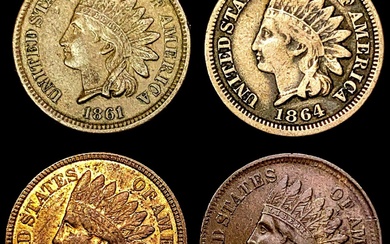[4] Indian Head Cents [1861, 1864, 1867, 1888] CLO