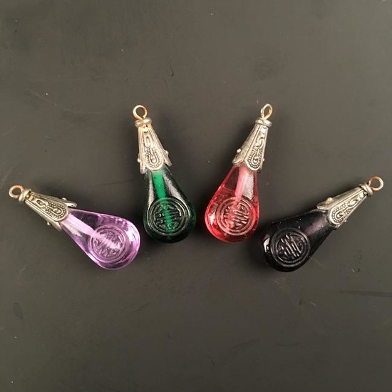 4 Pieces of Chinese Colored Glass Beads
