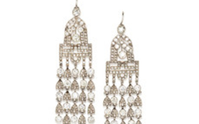 A Pair of Diamond Pendent Earrings