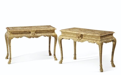 A PAIR OF GEORGE I STYLE GILT GESSO SIDE TABLES, LATE 19TH/20TH CENTURY